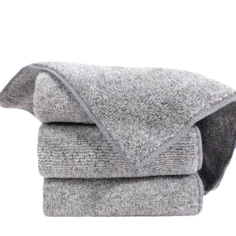 Thick Bamboo Charcoal Fleece Dishcloth - Absorbent, Oil Stain Removal, Scouring Pad for Kitchen Cleaning.