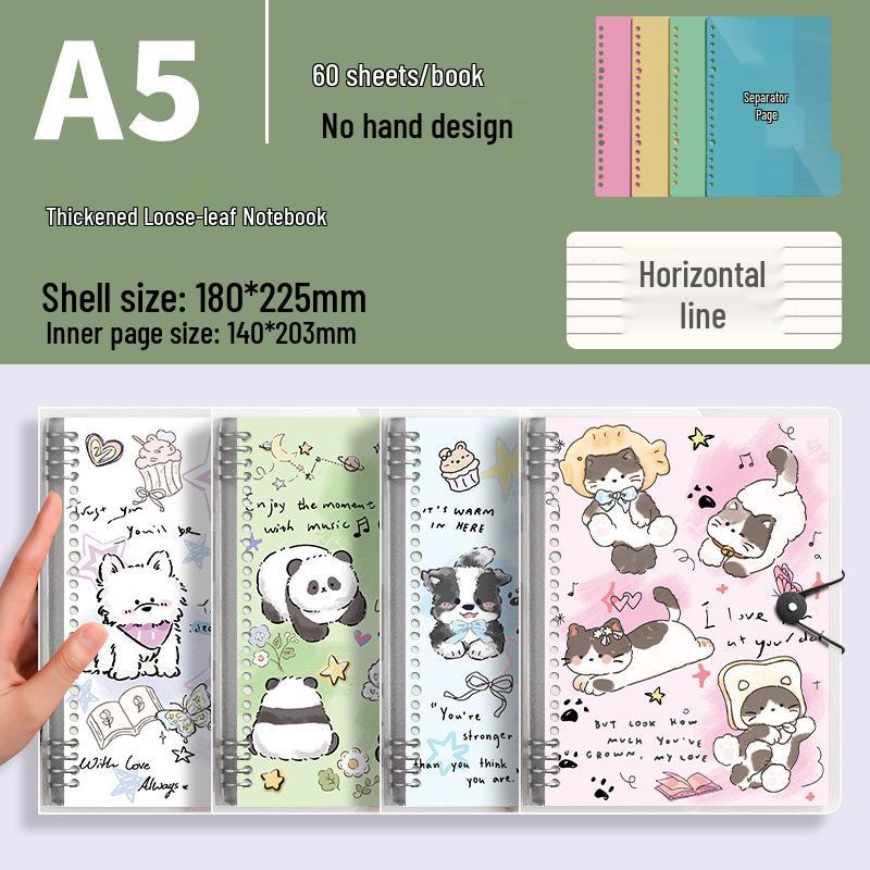 A5 Notizbuch mit Tier-Thema, liniert, lose Blätter