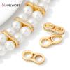 14K Gold Plated Brass With Zircon Spacer Beads Separator For Beads DIY Bracelet Necklace Making Accessories Jewelry Materials