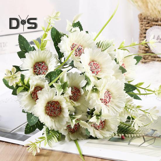 1 Bouquet 7 Heads Artificial Plant Looking Faux Silk Flower Table Centerpieces Simulation Flower Wedding Decor