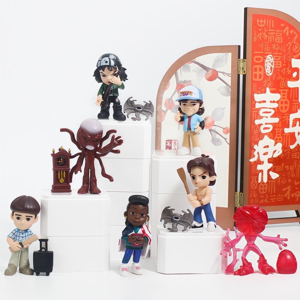 12Pcs/Set Anime Strangers Things Figure Toy Eleven Dustin Barb Steve Demogorgon Figurine Ornament Desktop Decoration Fans Gift