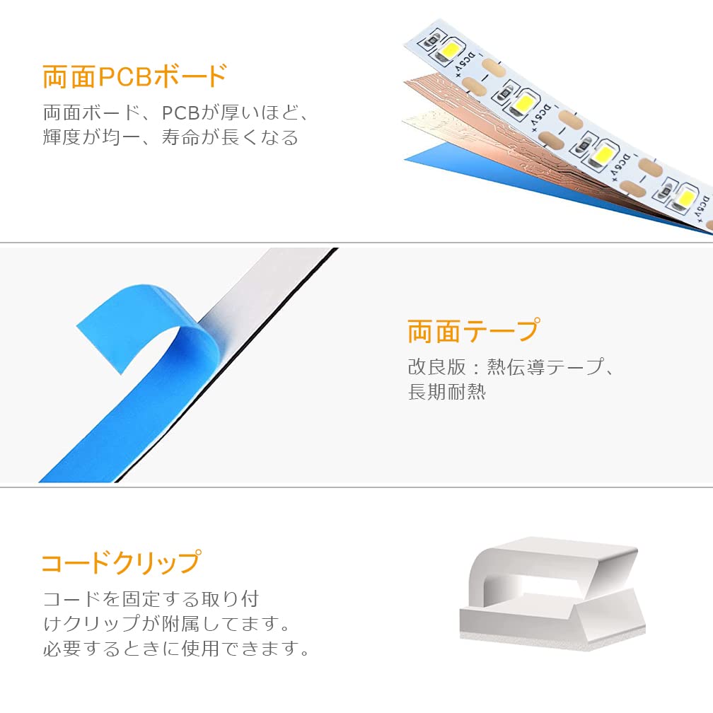 LED Strip Light, Illumination Light, Stepless Dimming, Warm White, Waterproof, Motion Sensor, Light Sensor, Indirect Lighting, Front-Facing Lighting,