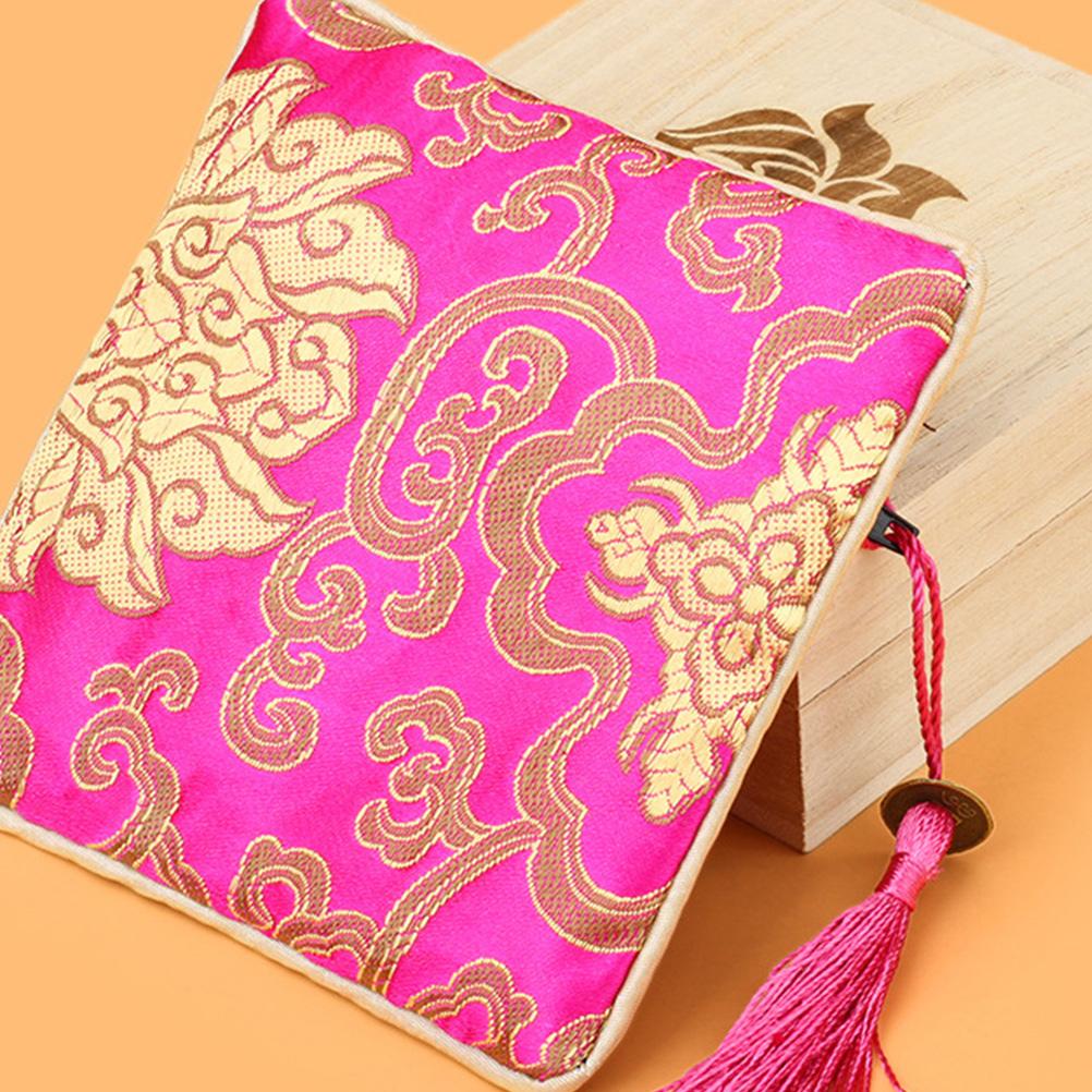 10 Stück Reißverschluss-Schmuckbeutel, Geschenkbeutel, chinesischer Stil, Beutel, Geldbörse, Wen Wan, Jade-Armband, Aufbewahrung, Buddha-Perlen, Brokat, Miss