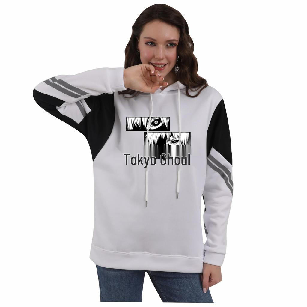 Anime Tokyo Ghoul Unisex Color Block Patchwork Fleece Hoodie (Autumn/Winter).