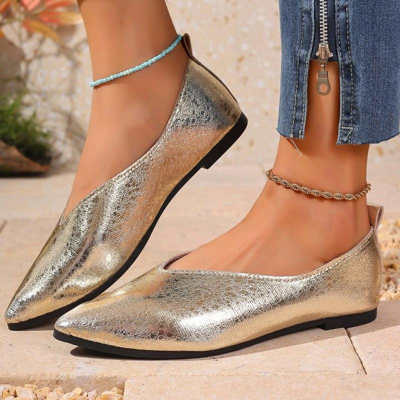 Plus Size Flat Shoes Autumn New Pointed Toe Shallow Mouth Cover Foot Soft Sole Soft Side Anti-slip Wear-resistant Low Top Shoes