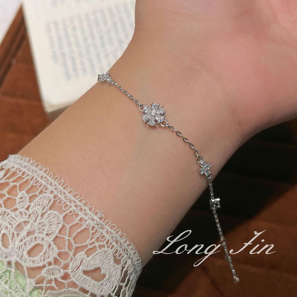 Leichter Luxus Vergissmeinnicht Blume Halskette Armband Voll von Diamanten und Blitz High-End Leichter Luxus Mode Halskette Schmuck