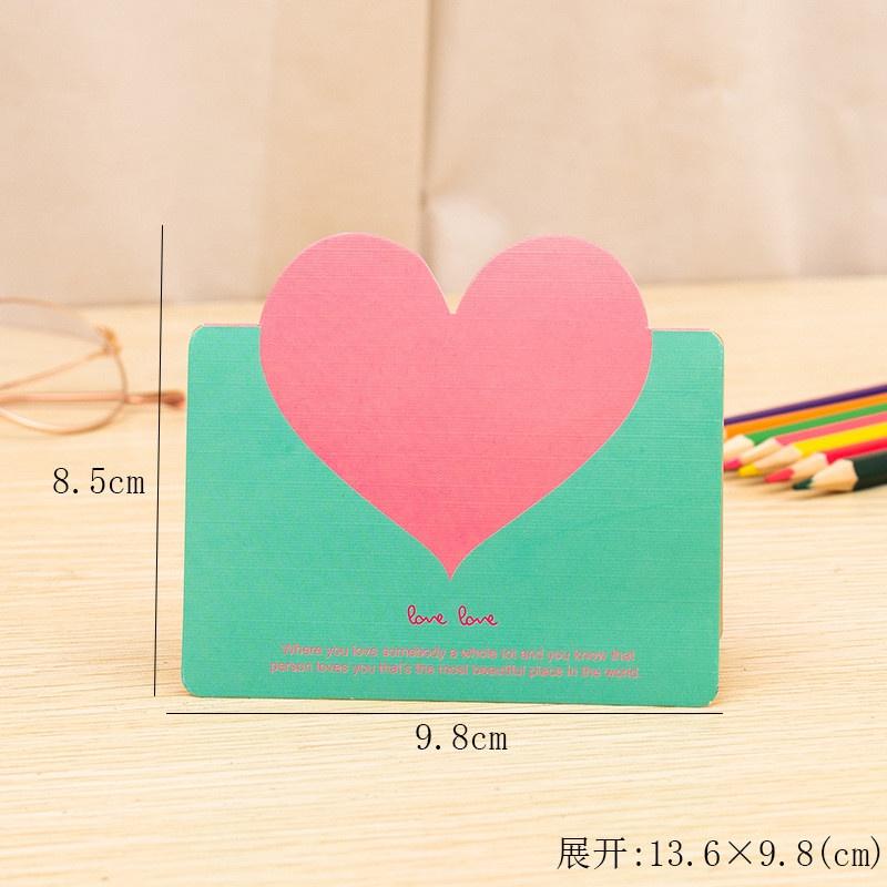 10-40PCS Mixed Color LOVE Heart Shape Greeting Card Valentines Day Gift Wedding Invitations Card Romantic Message Card