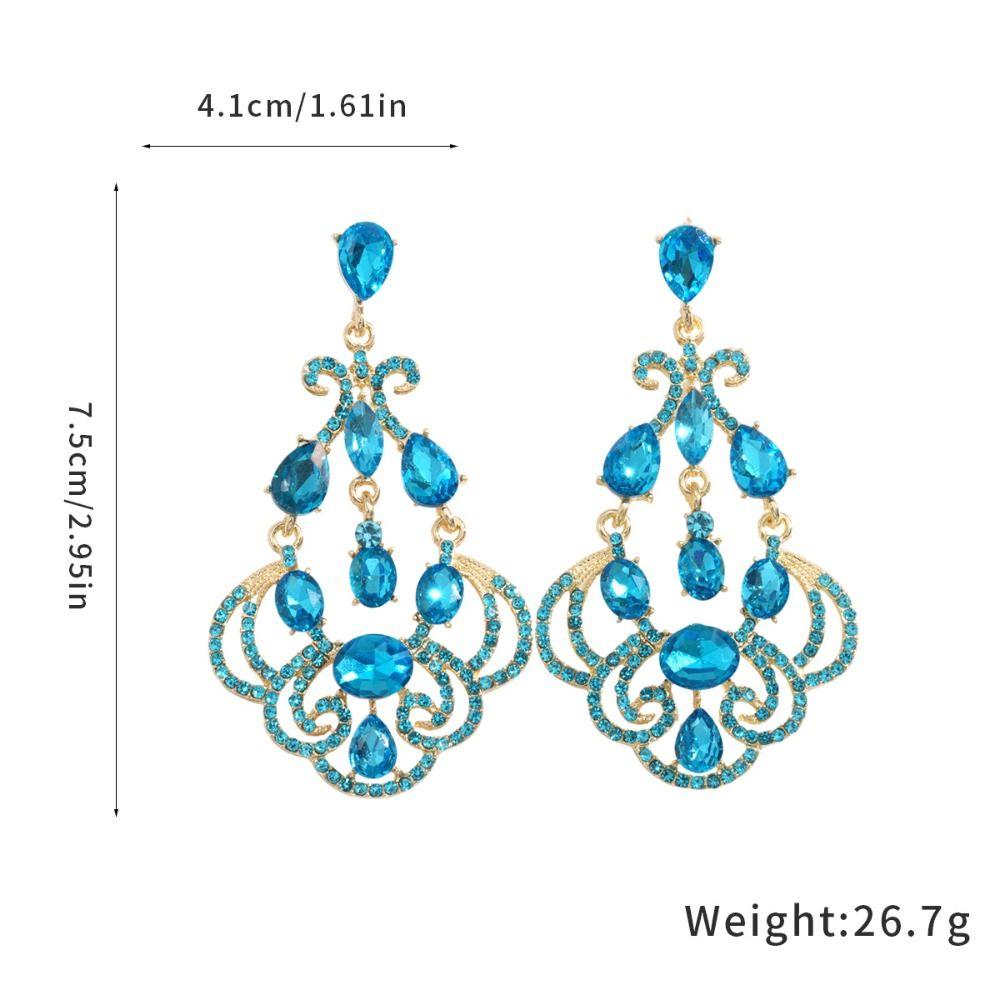 Geometric Rhinestone Teardrop Earrings Vintage Style Ear Studs New Statement Earrings Women