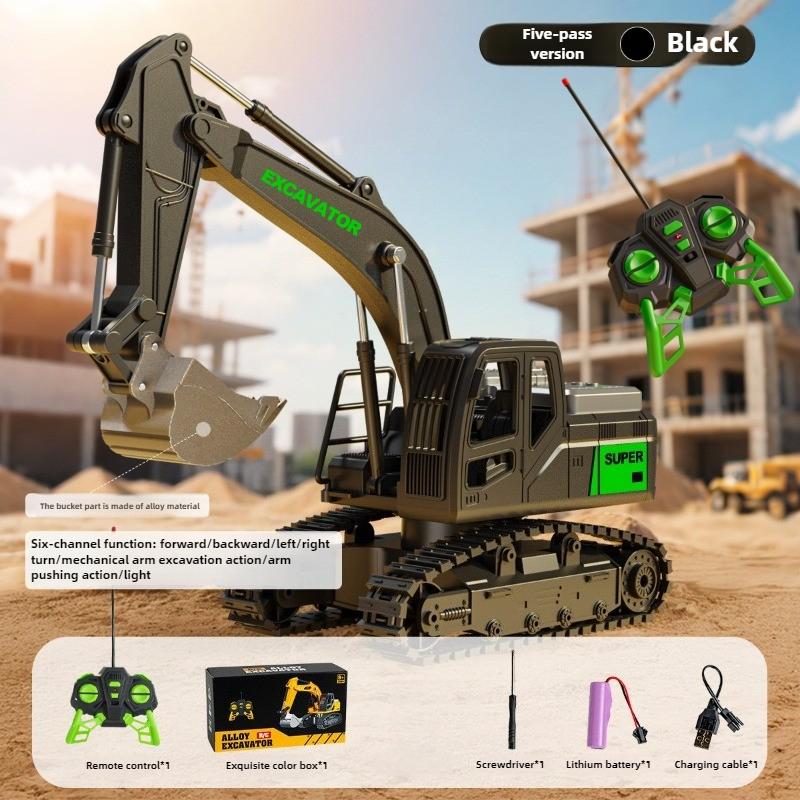 4X4 Electric Remote Control Cars Toys For Kids Rc Truck Model Excavator Bulldozer Road Roller With Led Lights Birthday Gifts