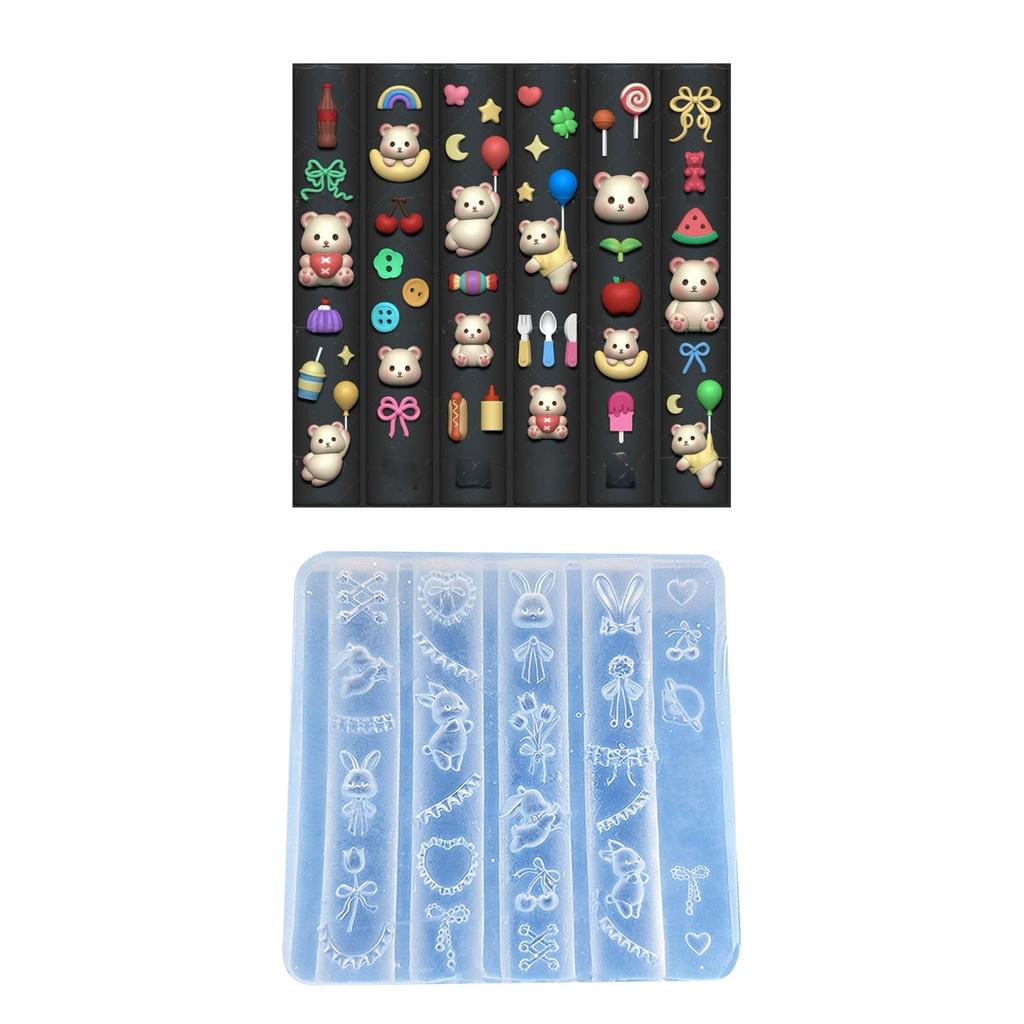 Multipurpose Art Moulds Animal Theme Nails Template Molds Silicone Texture for Beauticians and Nails Art Learners