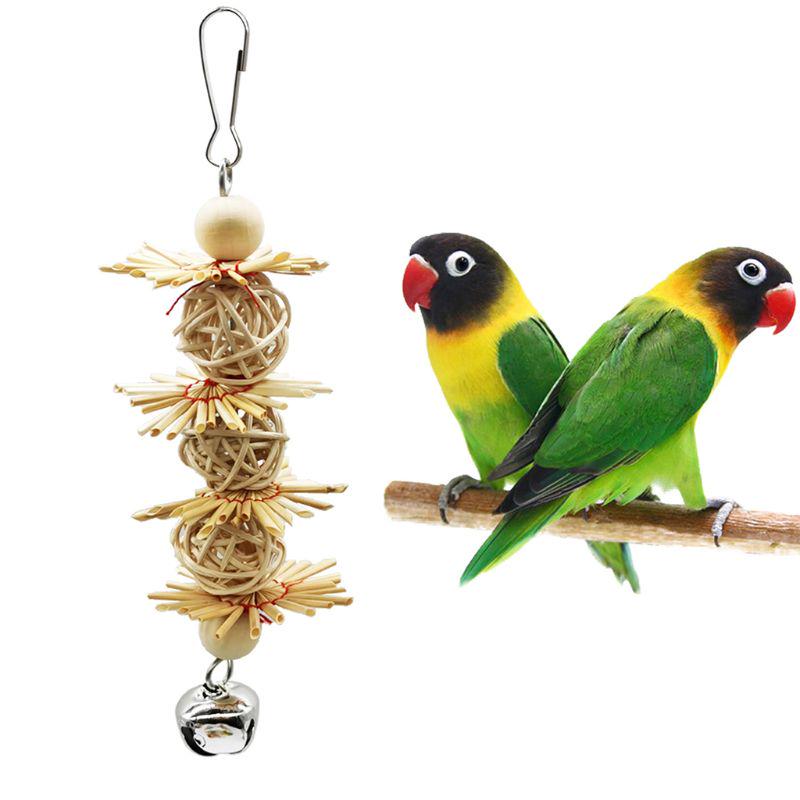 Jouets Pour Oiseaux, Jouets Pour Perroquets Avec Cloches, Jouet À Mâcher Pour Cage À Perroquets Avec Bois Coloré