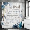Blue Floral Bible Inspirational Quotes Shower Curtain, Bathroom Decorative Shower Curtain, Waterproof Shower Curtain with Hooks