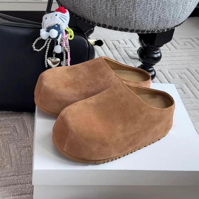 

Retro matte half-drag bag head shoes simple thick soles increase height versatile outer wear women s shoes tide 40