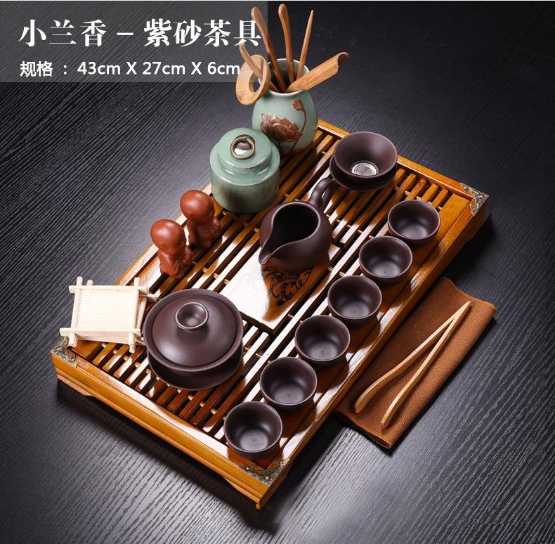 Luxury Chinese Porcelain Tea Cup Set, Tea Ceremony Strainer, Purple Clay, Kung Fu Tea Set Tray, Teaware DG50TS