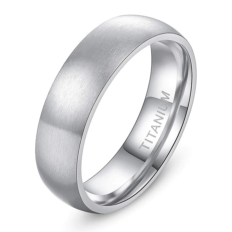 Tigrade 4/6/8mm Brushed Simple Silver/Black Color Titanium Ring Men Minimalist Wedding Band Engagement Rings Women Male Jewelry