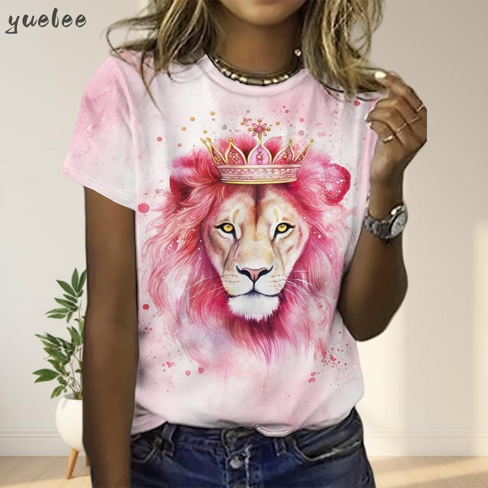 2025 Neues 3D-Tiger-Print Lockeres Damen-T-Shirt Sommer Lässiges Damen-Mode-T-Shirt Outdoor Neues Streetwear Damen Kurzarm-Oberteil