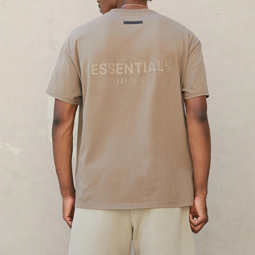 Fear of God Essentials FW21 Harvest Solid Color Letter Print Crew Neck Short Sleeve T-Shirt Unisex Tops Wheat-Brown FOG-FW21-008