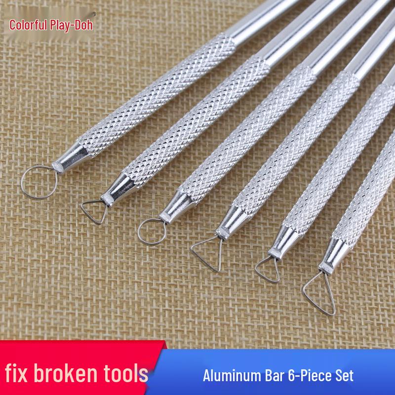 Ceramic Trimming Tool Set – 6-Piece Sculpting and Carving Tools with Aluminum Rods for Fine Clay Work.