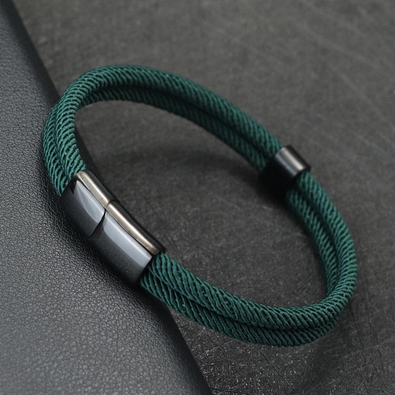 

Noter New Bracelet Men Bilayer 4mm Grade A Milan Rope Braslet Bangle Lucky Red Thread Braclet Stainless Steel Jewelry Armbanden зелёный