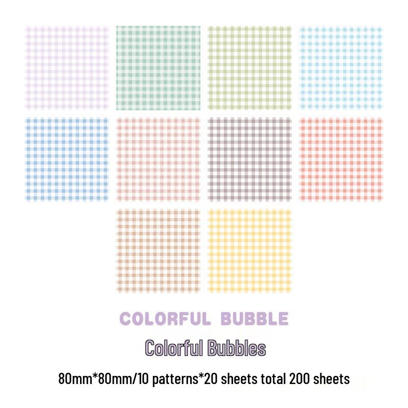 Grid Element Series: 200-Sheet Fresh Plaid Sticky Notes Journal
