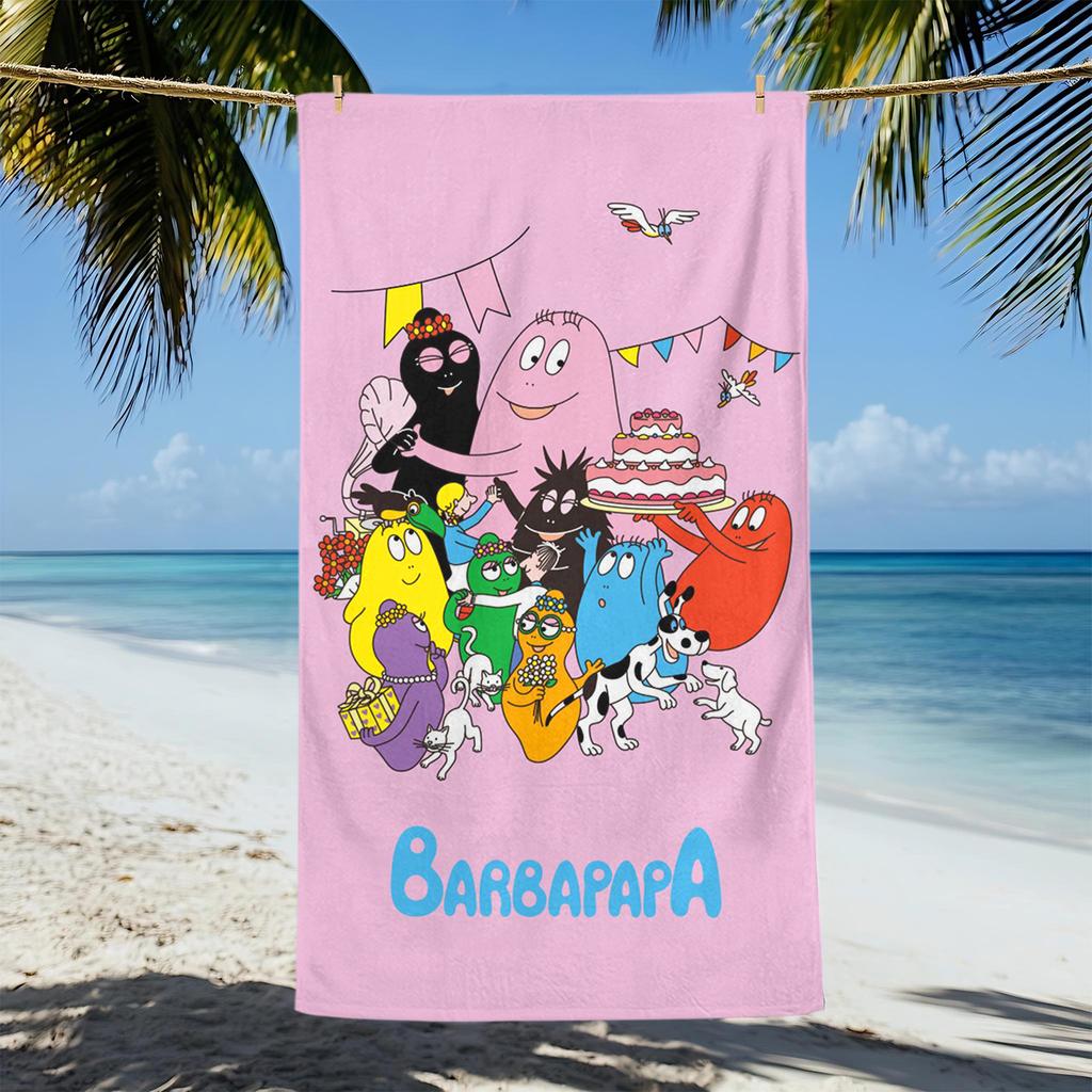 Cute B-Barbapapa Cartoon Quick Dry Beach Towel Soft Large Size For Pool Gym Travel Shower Camping Sports
