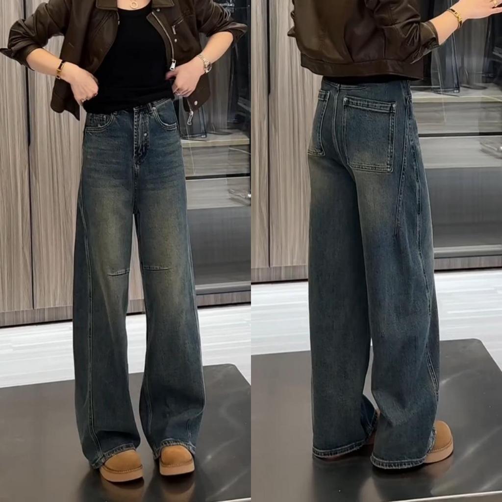 Plus Size Women's Retro High Waist Wide Leg Jeans - 2024 Autumn Collection