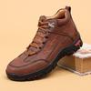 Handmade Men's Boots High-Top Casual Shoes Lace-Up Outdoor Men Hiking Shoes Non-slip Leather Ankle Boots Plus Size Fashion Boots