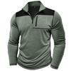 Men’s Tops Stand Collar Long Sleeves T-Shirts Contrasting Color Sweatshirts Zip Up Chest Pocket Autumn Spring Casual Sports Wear