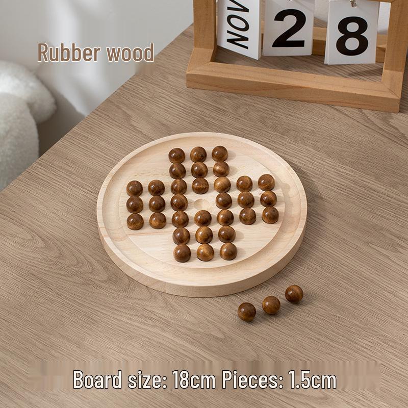 Wooden Peg Solitaire Educational Toy for Kids - Diamond Chess Game