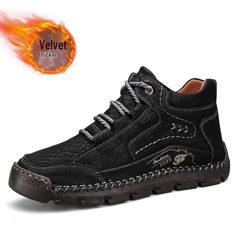 Winter Men's Dr. Martens Handmade High-Top Leather Boots - Casual British Style, Large Sizes Available.