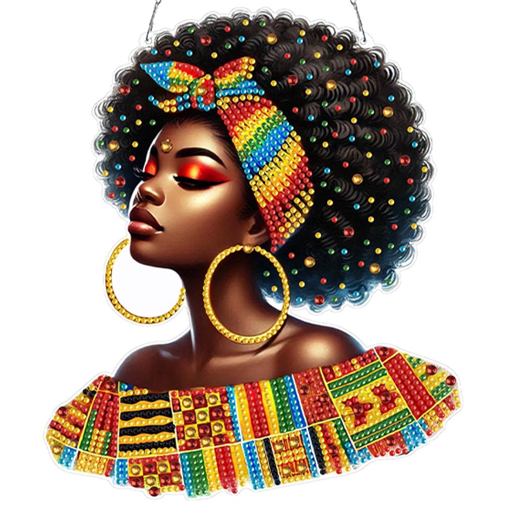 

Indian Lady 5D DIY Diamond Painting Dots Pendant DIY Diamond Art Pendant Kit Diamond Painting Ornaments for Garden Window Decor