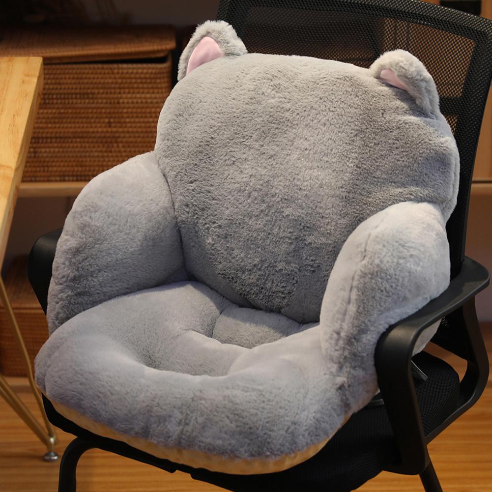 Breathable Seat Pad Backrest Cushion Cute Plush Chair Cushion with Backrest Non-slip Floor Seat Pad Comfy Tatami for Office
