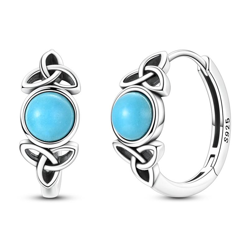 Blue Earrings 925 Silver Sun Moon Starlight Butterfly Stud Hoop Earring With Zircon for Women Female Party Fine Jewelry