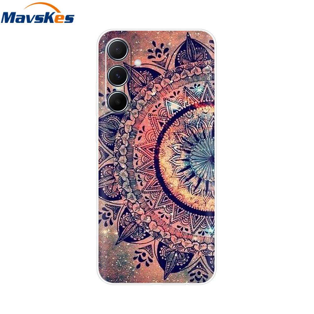 For Samsung Galaxy M35 5G Case Cute Cat Flower Painted Phone Cases For Samsung M35 Case M 35 SM-M356B Silicone Clear TPU Fundas