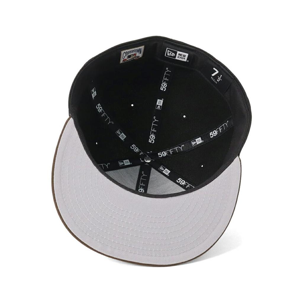New Era 59FIFTY Side Patch MLB Los Angeles Dodgers Fitted Cap, LA Black/Walnut 2-Tone Under Visor, ONSPOTZ Exclusive, Size 7 1/4, Unisex
