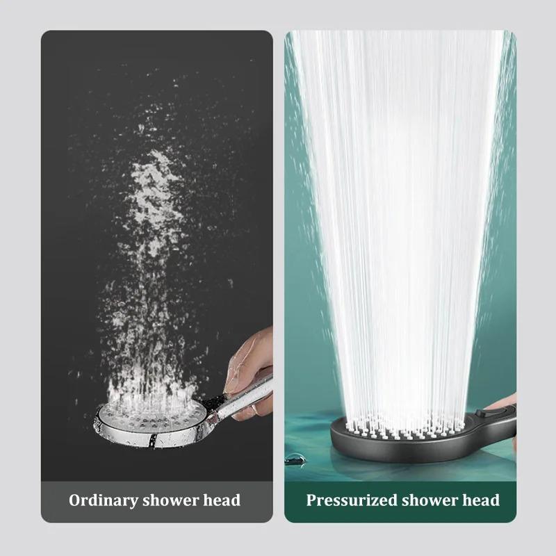 New Round Booster Shower Head Three-speed Large Panel Handheld Shower Head Home Bath Shower Set