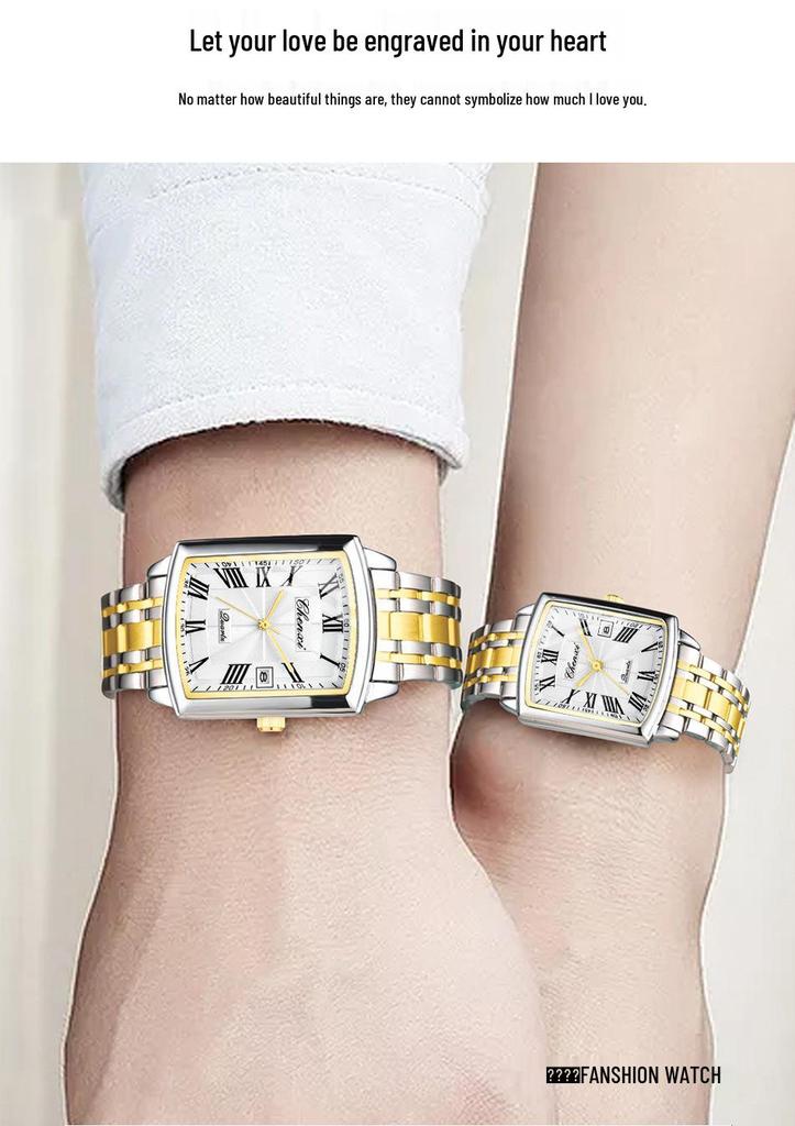 CHENXI Koppels Quartz Polshorloges – Waterdicht, Roestvrij Staal, Casual Kalender Ontwerp voor Mannen en Vrouwen