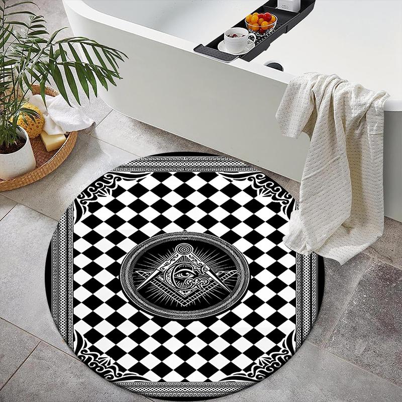 1pc Recognized Freemasonry Round carpet Painted Printed circular carpet, home door mat, outdoor travel protection carpet