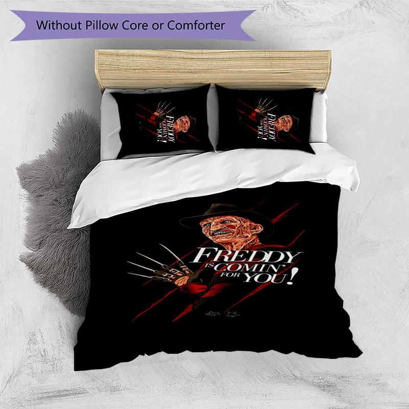 Freddy Krueger Printed 3PCS Bedding Set Soft Breathable Duvet Cover Pillowcases Set Washable Bedroom Decor Home Gift