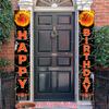 2D Flat 2pcs Happy Birthday Porch Banner Welcome Sign Basketball Theme Party Decoration Polyester Couplet Hanging Flag