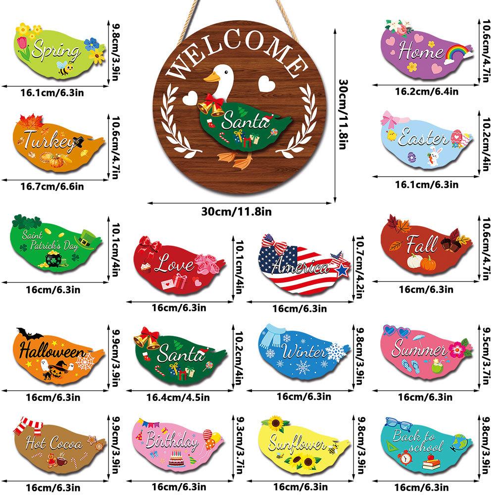 Interchangeable Clothes Gnome Wooden Ornament, DIY 3D Christmas Pendant, Hanging Holiday Decoration for Home Table