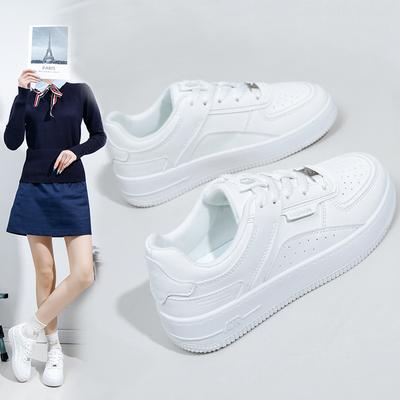 INS White Shoes for Students Korean Style Women's Fashionable Spring New Thick Bottom Height Increasing Breathable Casual Shoes Street Shot Kj201