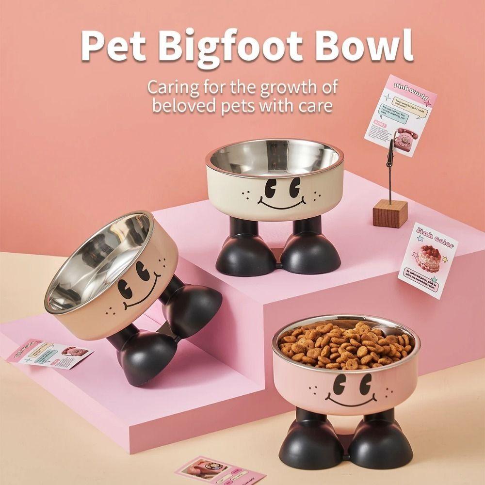 Simple Cartoon Cute Cat Food Bowl High-legged Large Capacity Pet Feeding Bowl Non-Slip Household Puppy Water Feeder Pet Supplies