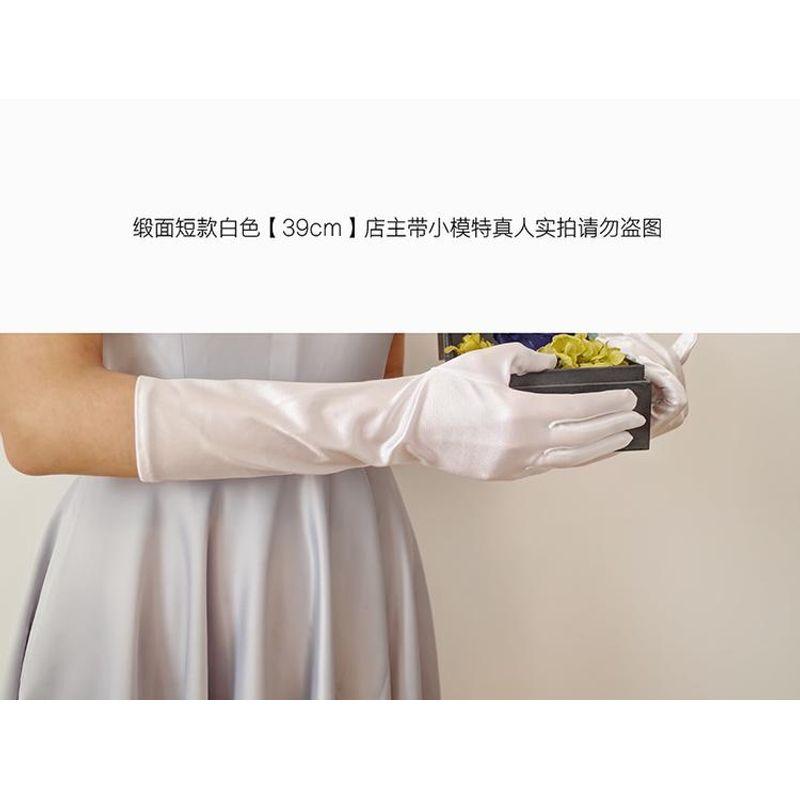 

Swan Castle Wedding Wedding Gloves Bride White Yarn Plain Gauze Long Satin Weddings Hepburn Gloves In Stock White Satin Mid Length Long Length 35cm