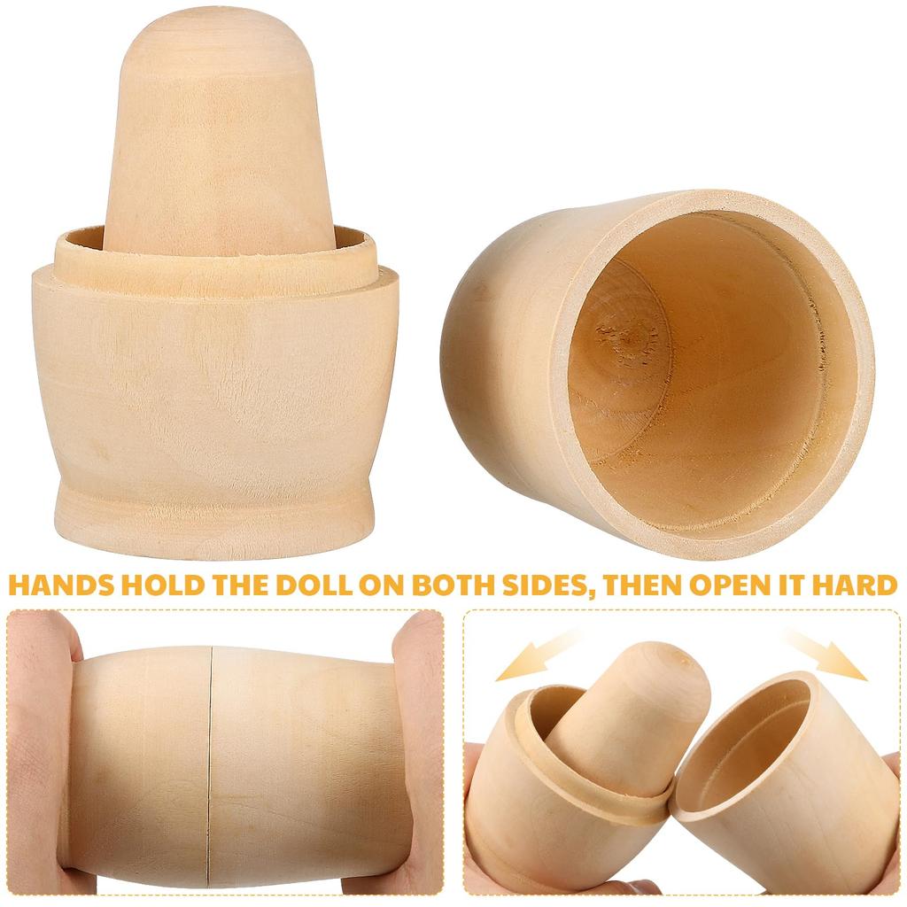 Iplusmile Matrjoschka-Puppen aus Holz, 5er-Set, Unbemaltes weißes Holz, Ineinander steckbar, Heimdekoration, Ornament, Geschenk