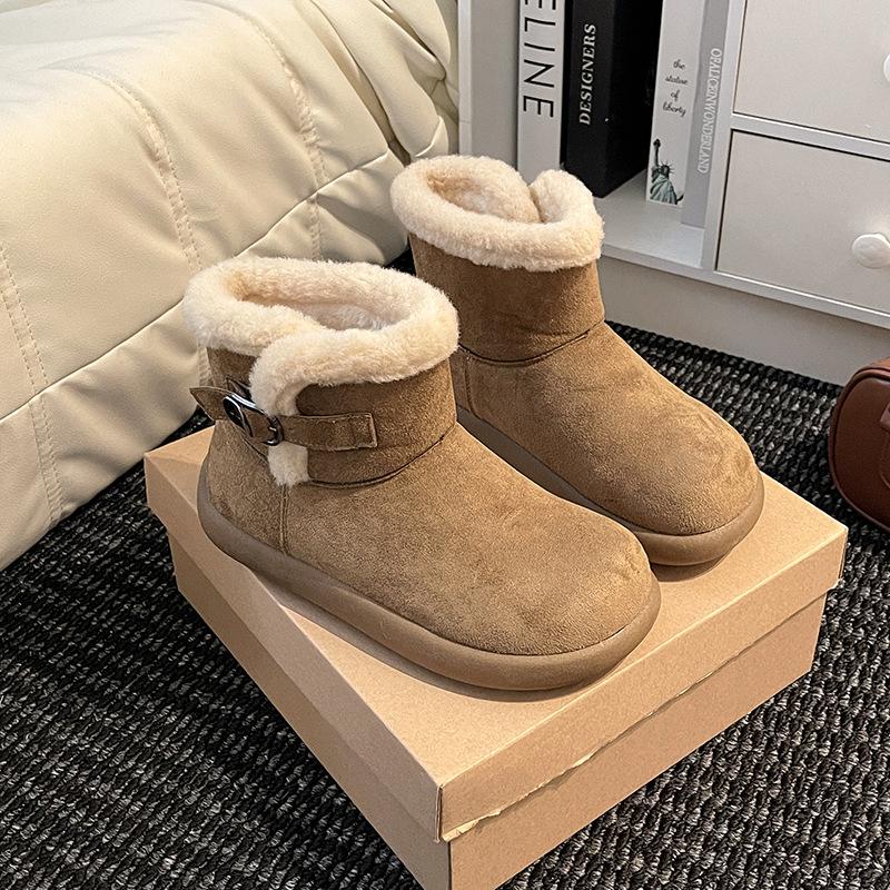 

Retro versatile hairy edge women s platform snow boots autumn and winter fashion Korean version warm casual cotton shoes short boots 40 хаки