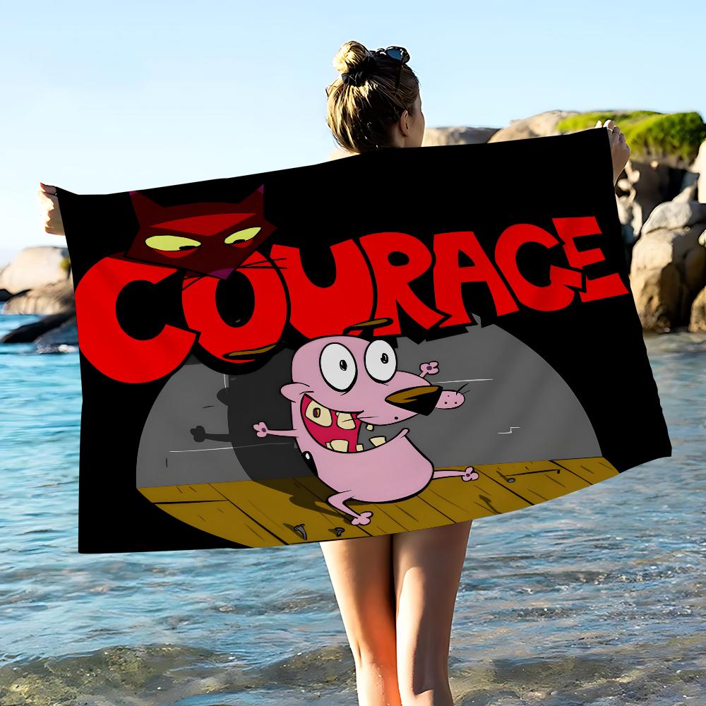 C-CORAGGIO Il Cane C-Codardo Telo Mare Asciugamano da Bagno Colorato per Ragazza Microfibra Asciugatura Rapida Personalizzato Senza Sabbia Spiaggia Palestra Piscina