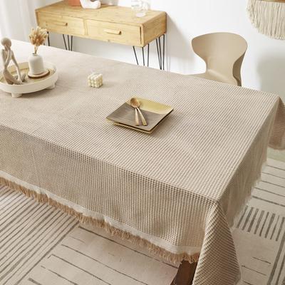 Ins With Tassels Plaid Pattern Tablecloth Dust-proof Country Style Furniture Cover Rectangle Modern Garden Picnic Mat Wedding
