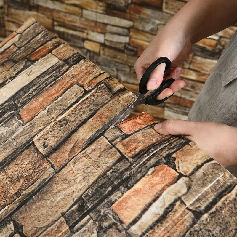 1/5/12pcs Foam 3D Wall Decor Sticker Waterproof Self-adhesive Brick Wallpaper DIY Living Room Wall Sticker Background for Office