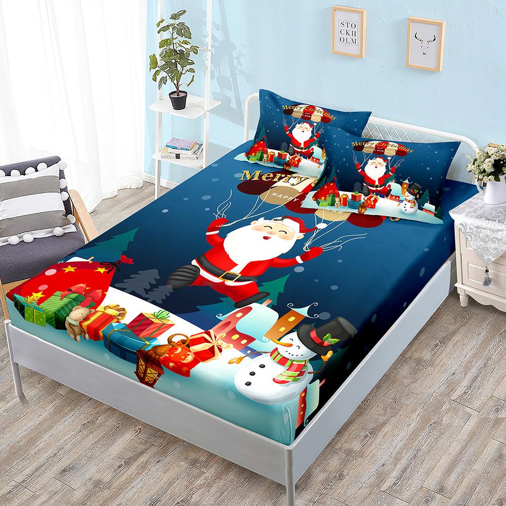 Christmas Three-Piece Mattress Digital Printing Mattress Cover Mattress Protective Cover